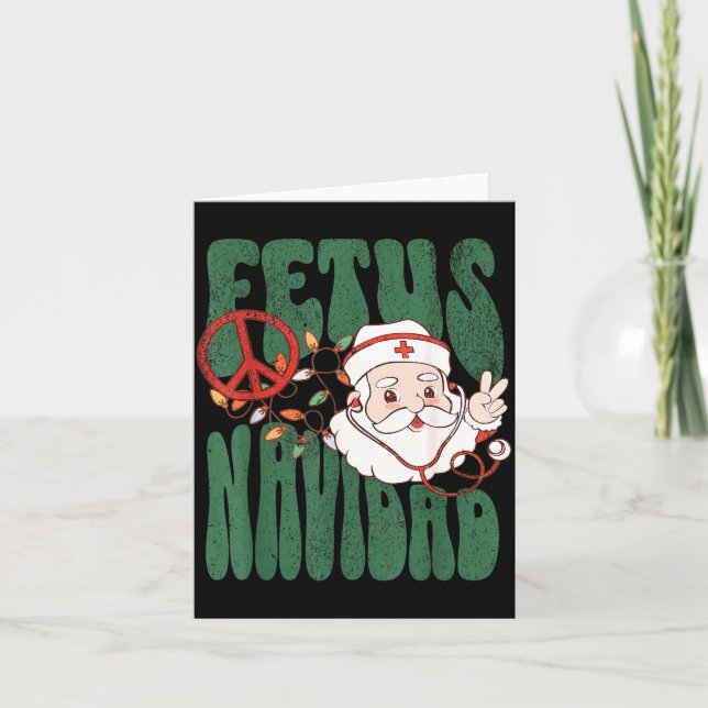 Tarjeta Retro Fetus Navidad Santa Claus Christmas Obgyn Nu (Anverso)