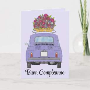 Tarjeta Retro Fiat 500 de Cumpleaños Italiano