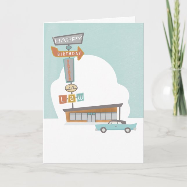 Tarjeta Retro firma cumpleaños de suegro (Anverso)