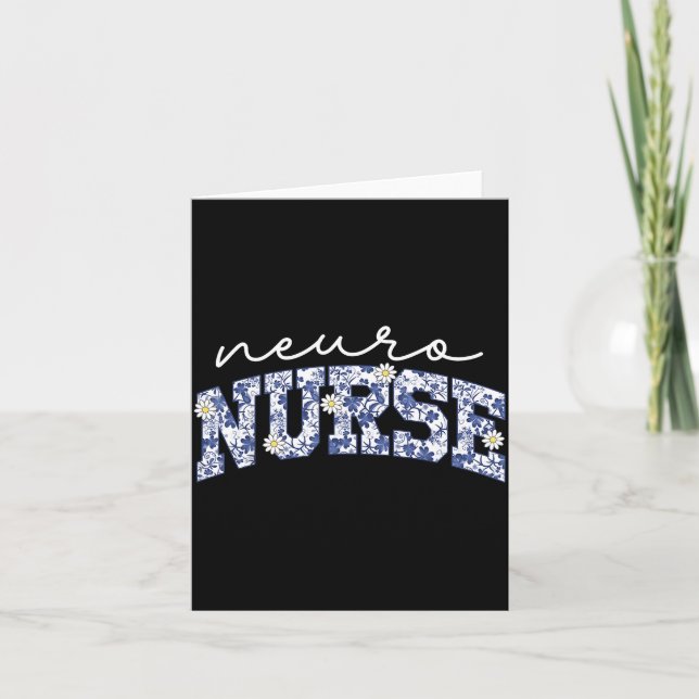 Tarjeta Retro Floral Neuro Nurse Neurology Neurologist Rn  (Anverso)