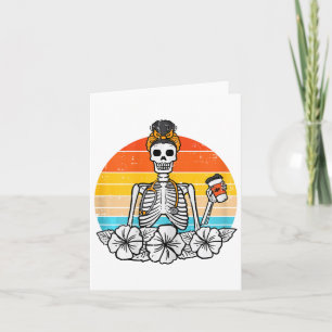Tarjeta Retro Floral Skeleton Enfermera Halloween Scrub To