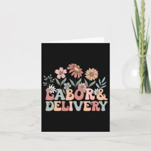 Tarjeta Retro Flores Silvestres Mano De Obra Y Enfermeras