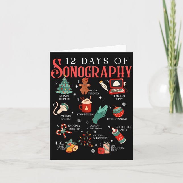 Tarjeta Retro Funny 12 Days Of Sonography Ultrasound Tech  (Anverso)