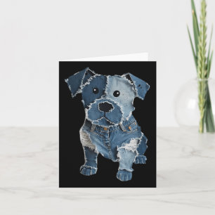 Tarjeta Retro Funny Denim Parche Animal Perro Imprimir Par