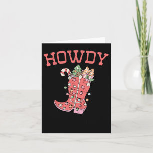 Tarjeta Retro Funny Howdy Navidades Western Cute Family Xm