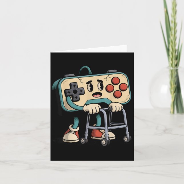 Tarjeta Retro Funny Old Gamer 80s 90s Clic Video Game Humo (Anverso)