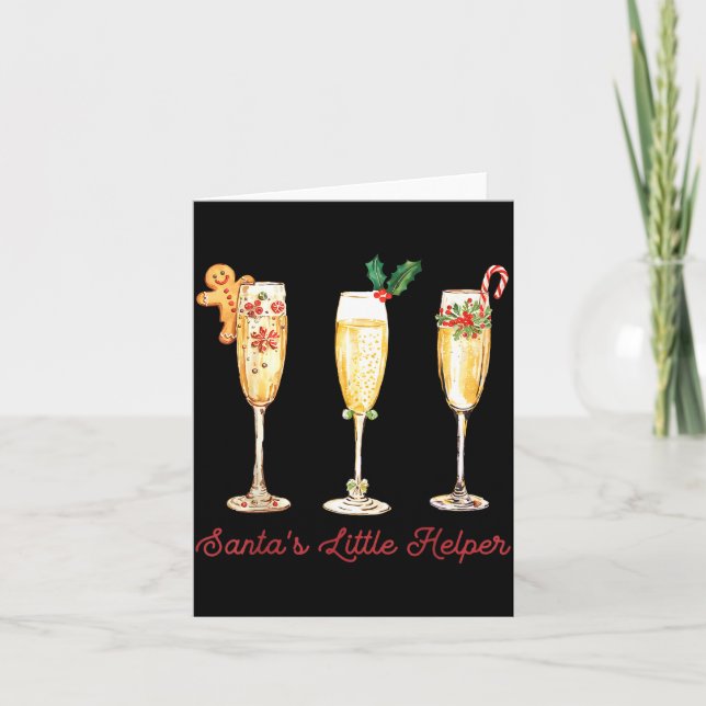 Tarjeta Retro Funny Santa's Little Helper Martini Merry Ch (Anverso)
