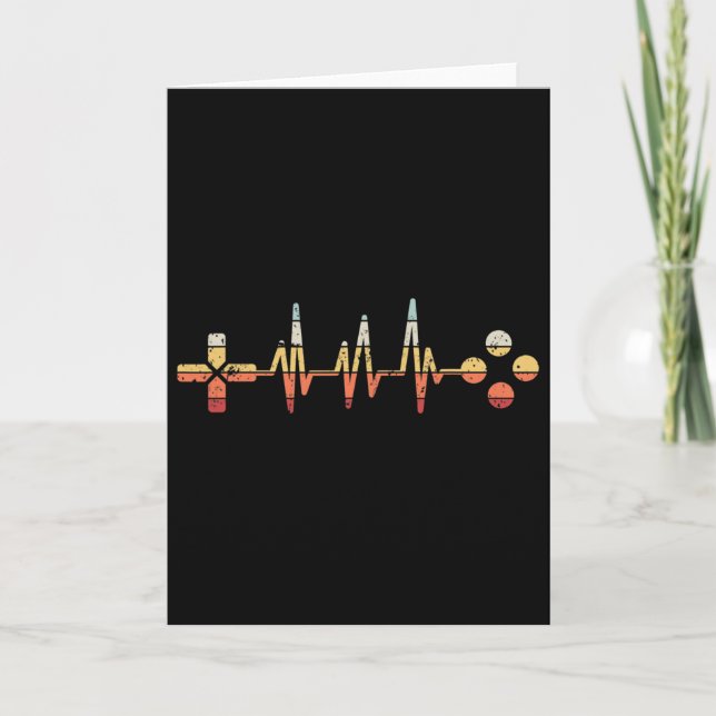 Tarjeta Retro Gamer Heartbeat For Video Game Lovers Gaming (Anverso)