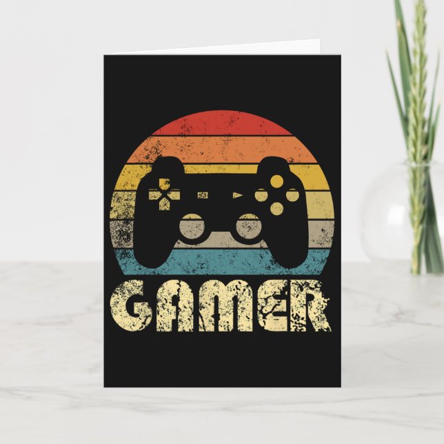 Tarjeta Retro Gamer Video Game Player Boys Teens Men  (Anverso)