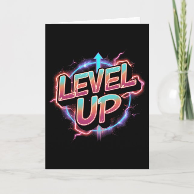Tarjeta Retro Gaming Level Up Boys Girls Men Women 1  (Anverso)