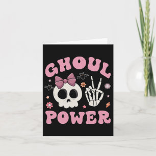 Tarjeta Retro Ghoul Power Halloween Chica Skull Toddl