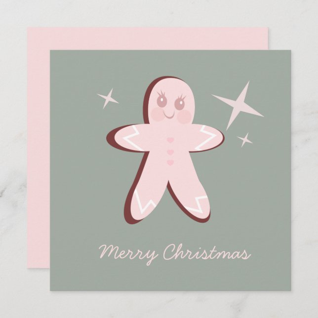 Tarjeta Retro Gingerbread Cookies Groovy Navidades (Anverso / Reverso)