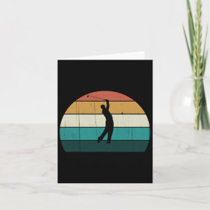 Tarjeta Retro Golfer Swing Vintage Sunset Jugando A Golf L