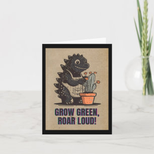 Tarjeta Retro Greenzilla - Pegatina de Jardinería Cute God