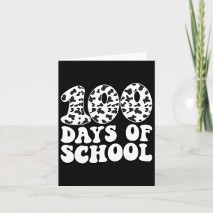 Tarjeta Retro Groovy 100 días de impresión de vacas escola