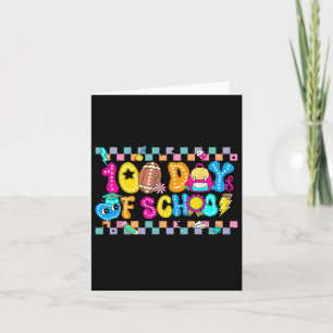 Tarjeta Retro Groovy 100 días feliz 100º día de clases