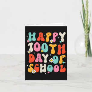 Tarjeta Retro Groovy 100 días feliz 100º día de clases