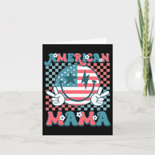 Tarjeta Retro Groovy 4 De Julio Sonríe Para Mamá Amer