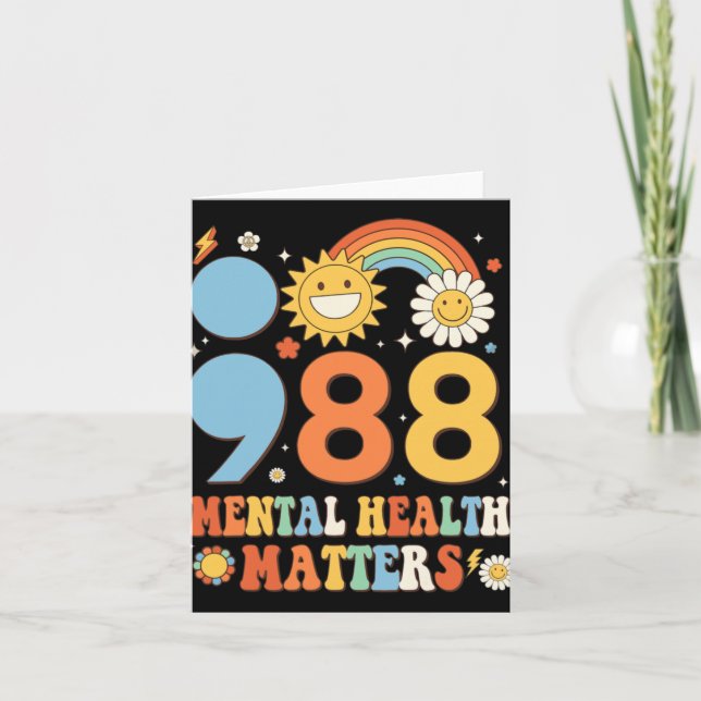 Tarjeta Retro Groovy 988 Mental Health Problems Suicide Pr (Anverso)