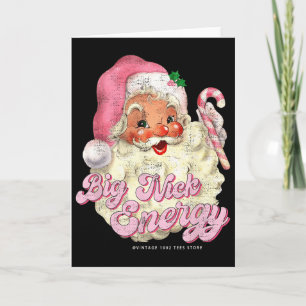 Tarjeta Retro Groovy Big Nick Santa Energía Rosa Santa Chr