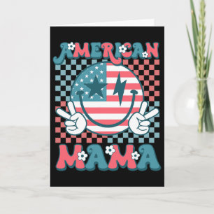 Tarjeta Retro Groovy Cuarto 4 de Julio Sonrisa para Mamá A