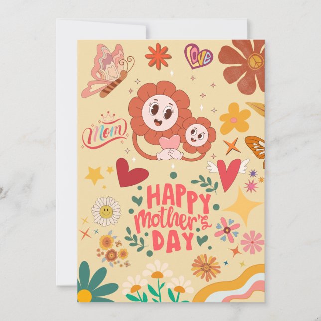 Tarjeta Retro Groovy del Día de la Madre (Anverso)