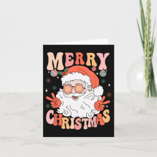 Tarjeta Retro Groovy Feliz Navidad Papá Noel Ho