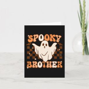 Tarjeta Retro Groovy Halloween Fantasma Hermano Costum
