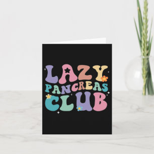 Tarjeta Retro Groovy Lazy Pancreas Club Tipo 1 Diabetes Aw
