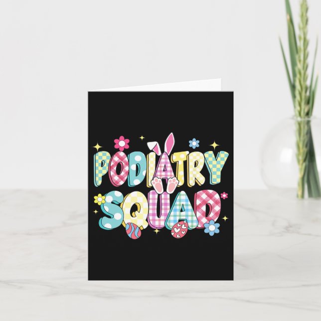 Tarjeta Retro Groovy Podiatry Squad Bunny Ear Funny Easter (Anverso)