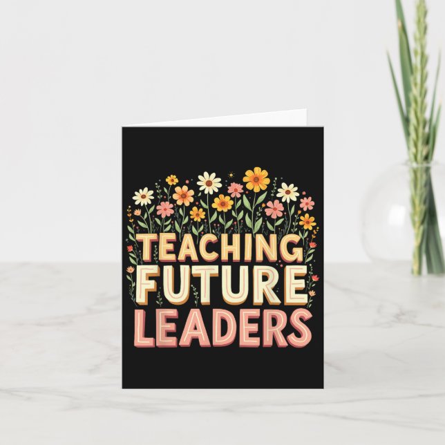 Tarjeta Retro Groovy Teaching Future Leaders Tees Flower P (Anverso)