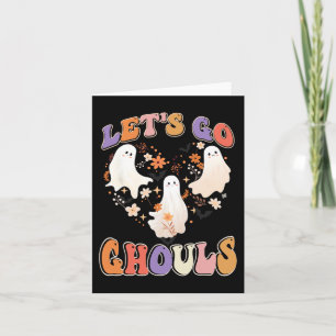 Tarjeta Retro Groovy Vamos Ghouls Funny Coupl de Halloween