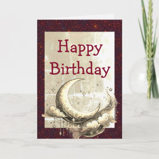 Tarjeta Retro Grunge Moon Birthday