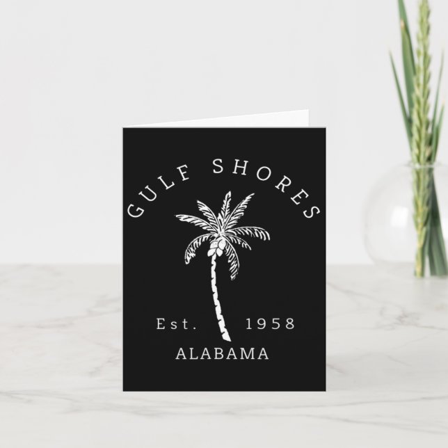 Tarjeta Retro Guay Gulf Shores Al Beach Palm Tree Graphic (Anverso)