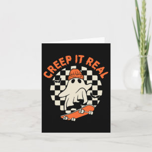 Tarjeta Retro Halloween Creep It Real Ghost Boy Fall Seaso