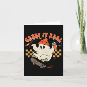 Tarjeta Retro Halloween Creep It Real Ghost Boy Fall Seaso