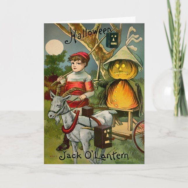 Tarjeta Retro Halloween Jack O' Lantern (Anverso)
