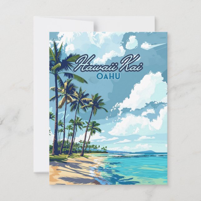 Tarjeta retro Hawaii Kai Honolulu Oahu Hawaii (Anverso)