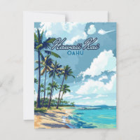 Tarjeta retro Hawaii Kai Honolulu Oahu Hawaii