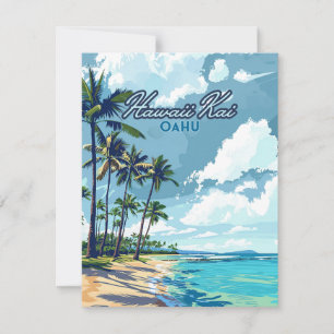 Tarjeta retro Hawaii Kai Honolulu Oahu Hawaii