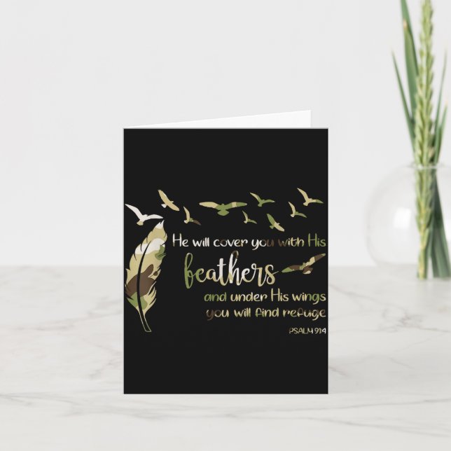 Tarjeta Retro He Will Cover You With His Beathers Jesus Re (Anverso)