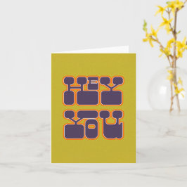 Tarjeta Retro Hey You Purple Green