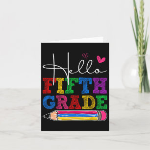 Tarjeta Retro Hola De 5º Grado Primer Día De La Escuela Ni
