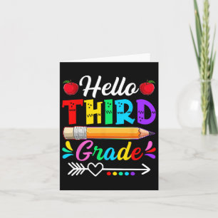 Tarjeta Retro Hola Tercer Grado Primer Día De Escuela Niño