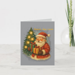 Tarjeta “Retro Holiday Greeting Card – Santa & Gifts”