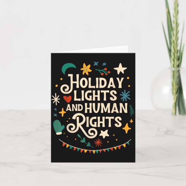Tarjeta Retro Holiday Lights And Human Rights Suprters Chr (Anverso)