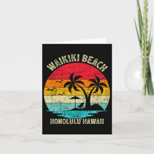 Tarjeta Retro Honolulu Hawaii Waik de vacaciones familiare