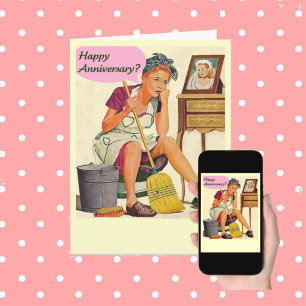 Tarjeta Retro Housewife Happy Anniversary