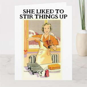 TARJETA RETRO HOUSEWIFE STIR THINES UP BIRTHDAY CARDS