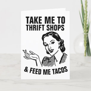 Tarjeta RETRO HOUSEWIFE THRIFT TPS & TACOS FUNNY Cards